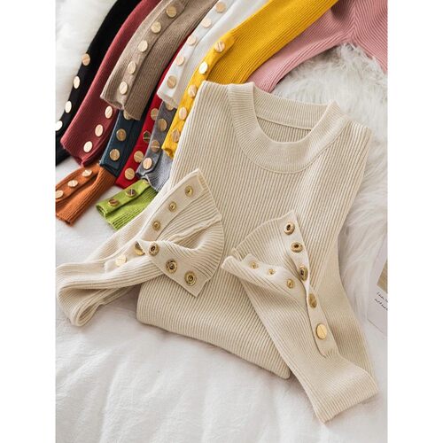 2024 women thick sweater pullovers khaki casual autumn winte