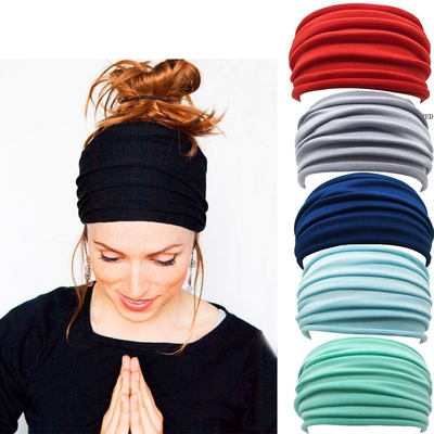 13 Colors Nonslip Elastic Folds Yoga Hairband Fashion Wide S