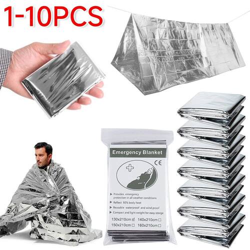 1-10pcs Emergency Blanket Outdoor Survive First Aid Military