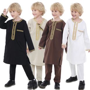 Eastern Teen Suit Stock Robe Middle Embroidered Ready Boy