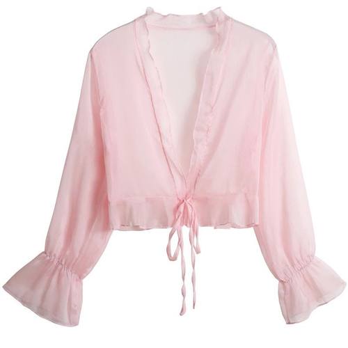 Womens Chiffon Long Sleeve Shrug Shawl Cardigan Top for Part