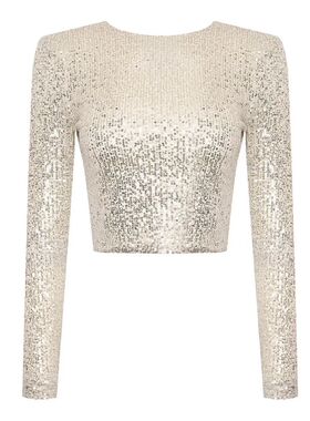 The Spice Girls Sequined Kint Women Crop Top Long Sleeve O-n