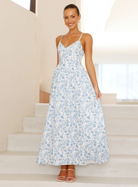 Spot 2025v Neck Waist-hugging Vacation Long Skirt Sexy Backl