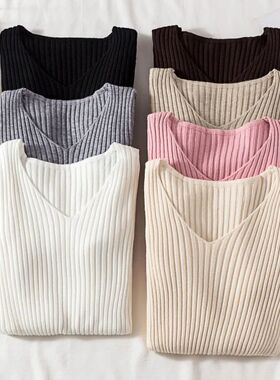 Autumn Winter Women Sweaters Casual Long Sleeve Knitted V Ne