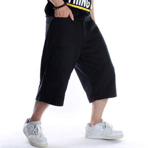 Hip Hop Denim Shorts Men's Fashion Loose Cropped Pants Plus