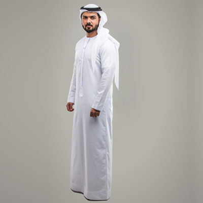 Middle East Omani Robe Men's Polyester Round Neck Arabic Rob