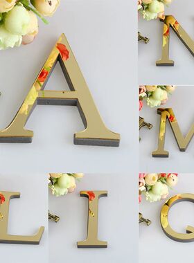 DIY 3D Mirror 26 Letters Wall Stickers Logo Name Alphabet We