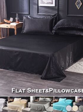 Satin Bedsheet Matress ver Faux Silk Flat Sheet Pillowcase S