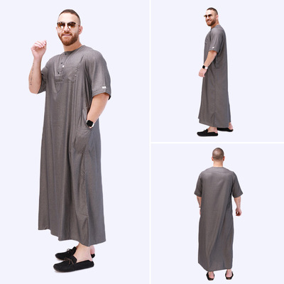 Arab Men's Robe, Long Short-sleeved Middle Eastern  Clothing
