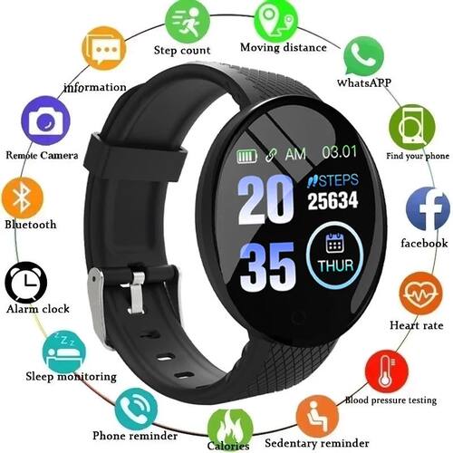 D18 Smart Watch Men Women Smartwatch Bracelet Heart Rate Blo