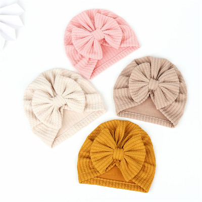 Solid Cotton Big Bow Hat Baby Kids Headbands Soft Comfortabl