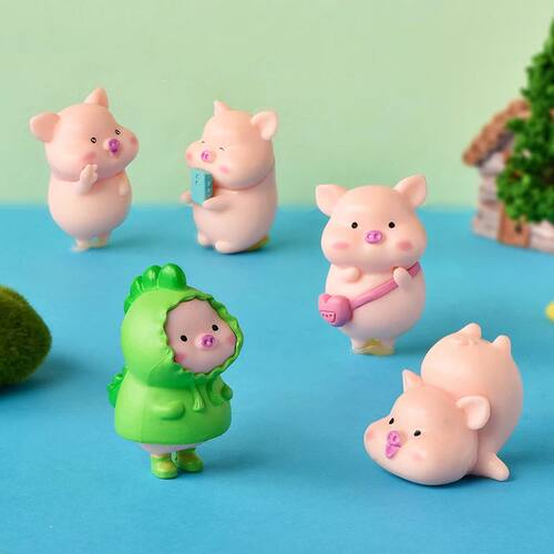 Kawaii Pig Resin Diy Home Decoration Figurines Dollhouse Mos
