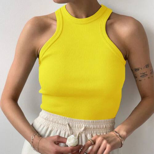 Tank ops Women Yellow Casual Vest Sleeveless Camis Shoulder