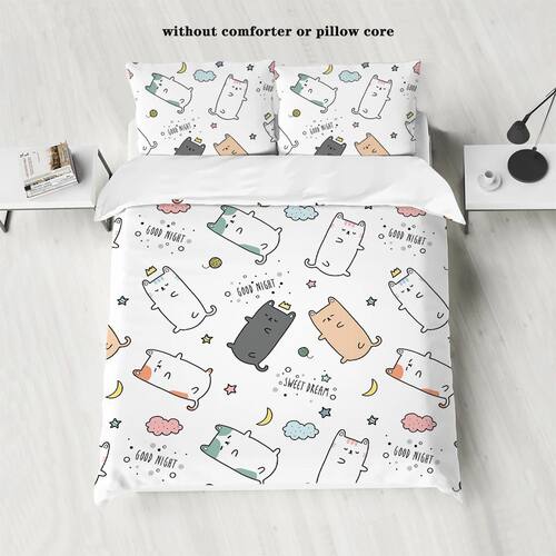 3pcs matte polyester bedding set, 1 duvet ver+2 pillowcases,