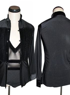 Latin Dance Top Male Sexy V-Neck Black Mesh Seethrough Vest