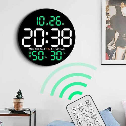 Remote Control 10 Inch Colorful Led Wall Calendar Clock for
