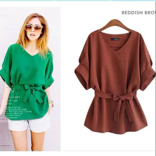 2024 Summer Plus Size 5XL shirt women Linen short sleeve chi