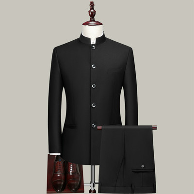 Mao Suit Suit Men Youth Slim Chinese Stand Collar Suit Chine