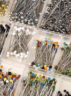 50/100Pcs Fashion Sewing Needles Colored Glass/Ceramics Head