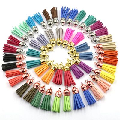 20-100 Pcs 38mm Gold Sliver Suede Faux Leather Tassel For Ke