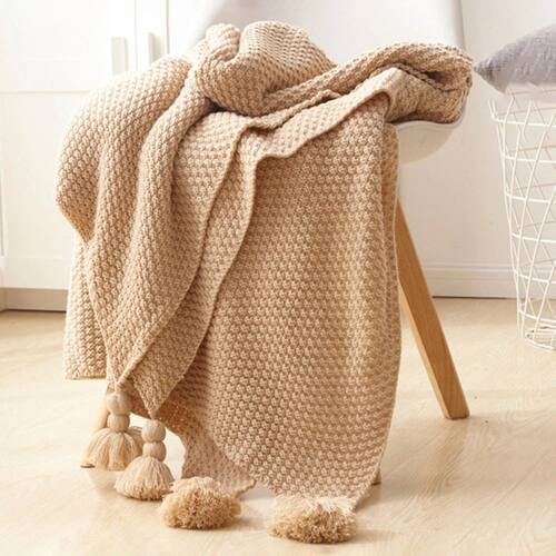 Tassel Knitted Ball Woolen Blanket Sofa Super Warm Cozy Thro