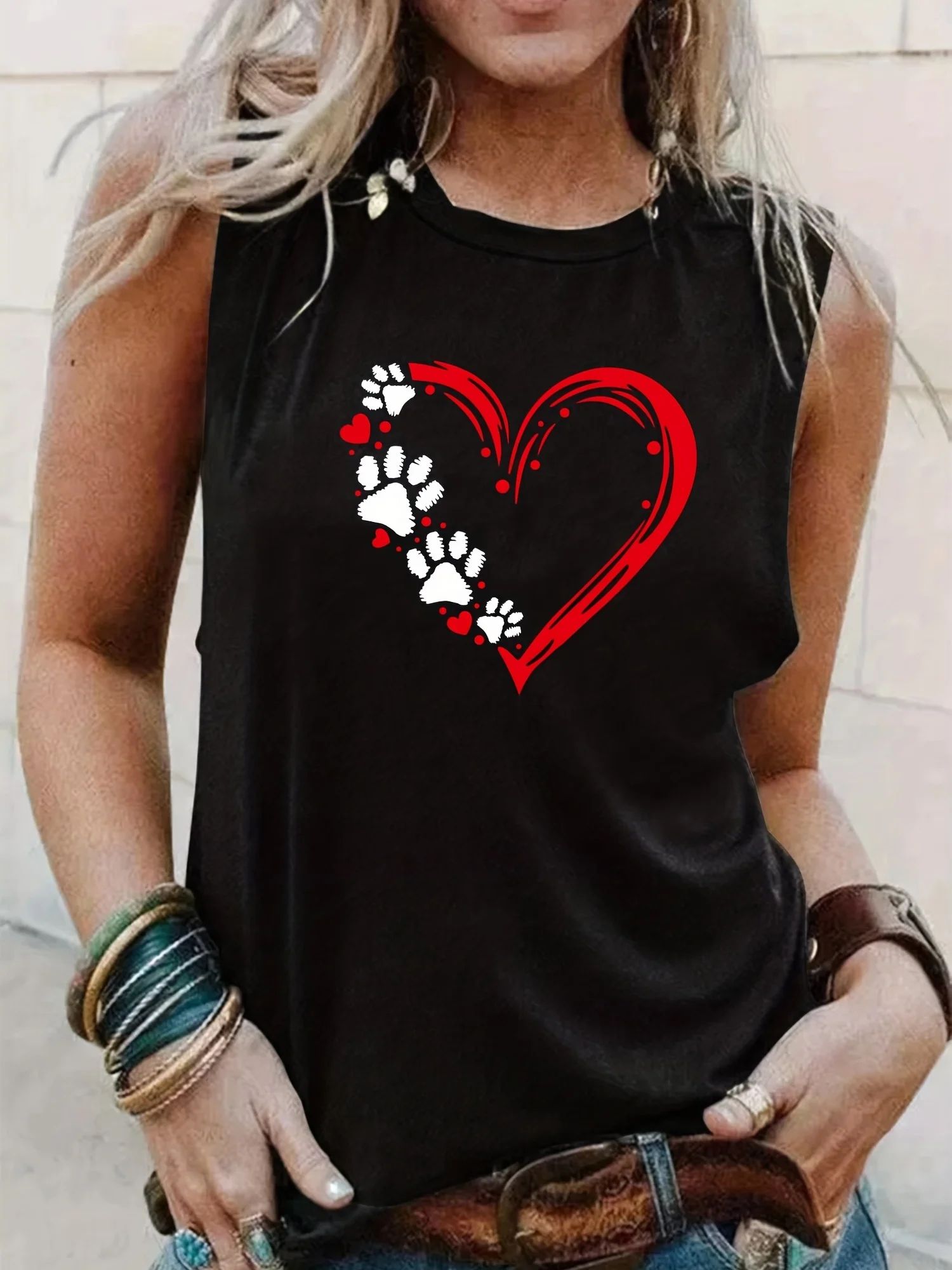 Women's Sleeveless Vest White T-shirt