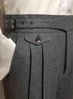 Wool Trousers Men's Rolled Hem Straight Loose Heavyweight Ca