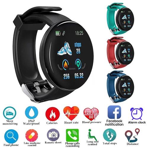 D18 Bluetooth Smart Bracelet Color round Screen Heart Rate B