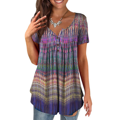 Women's 2024 3d Ethnic Pattern Print Women's Buttoned Skirt