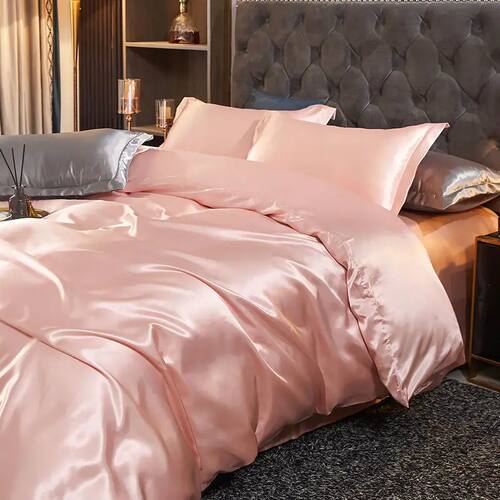 3/4pcs Luxury Rayon Satin Bedding Set Duvet ver Set Single D