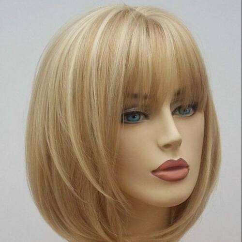 Handbands For Girls With Golden Short Straight Bob Hair, Cen