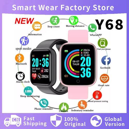 Y68 Smart Watch D20 Men Women Heart Rate Blood Pressure Moni