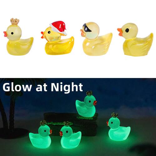 30PCS Yellow Mini Ducks With Crown Fairy Garden Decoration M