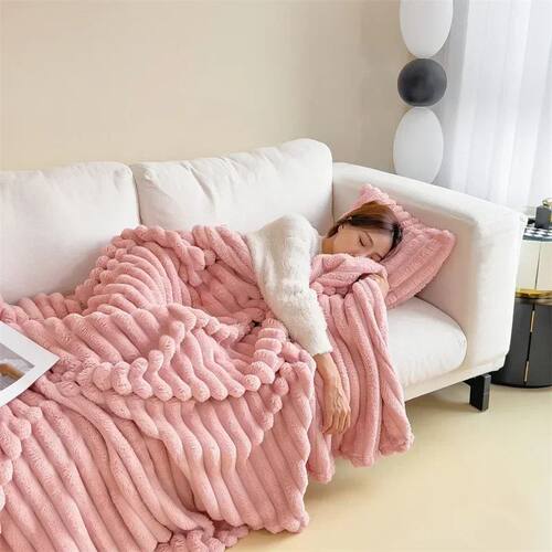 Nordic Solid Imitation Rabbit Fur Plush Sofa Blanket Warm Fl