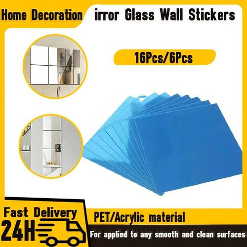 Mirror Wall Sticker Tile, Silver Home Decorative Surface, Wa
