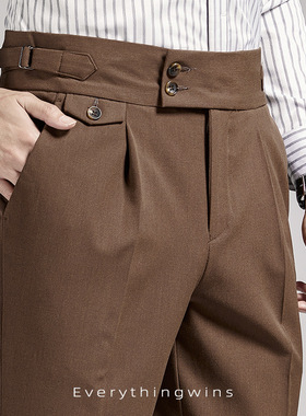 Naples Trousers Men's Nine-quarter Pants Brown Small Straigh