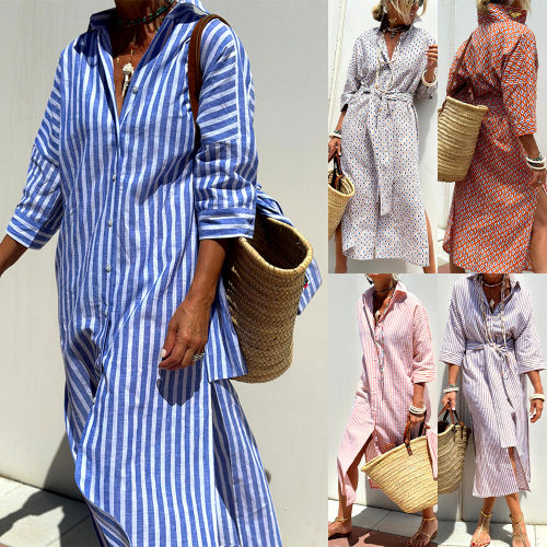 Independent Women's Half Sleeve Striped Cardigan Lel Shirt D