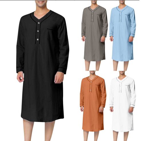 2024  Long Comfortable Loose Solid Color Pajamas Men's Home
