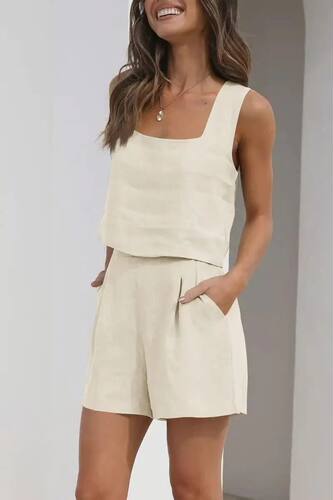 Casual Women Communte Vacation Two Piece Suit Summer Solid C