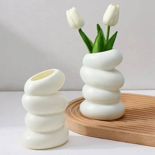 1PC Plastic Spiral White Vase Nordic Creative Flower Arrange