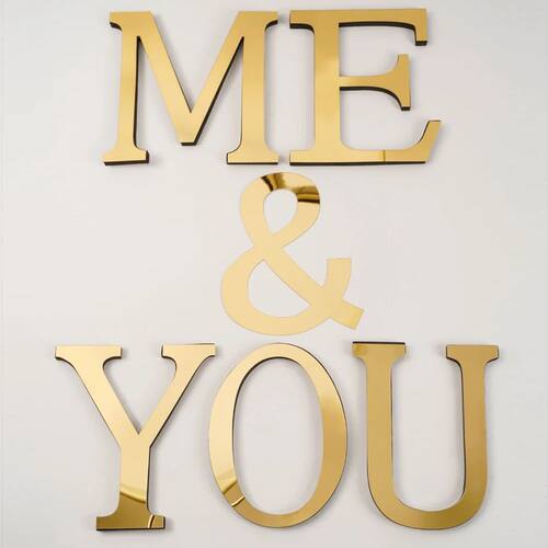 Large Size 20cm Gold & Sivler 3D Acrylic Mirror Surface Engl