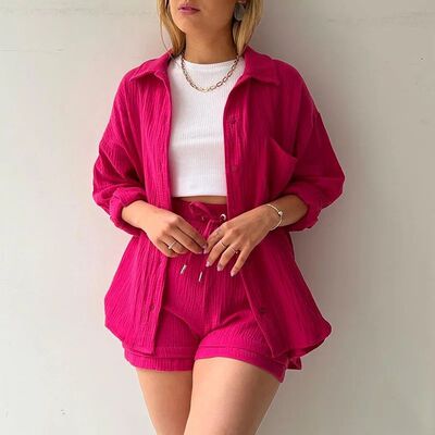 Summer Women's Suit Short Sets Outfits Muslin Suit For Women