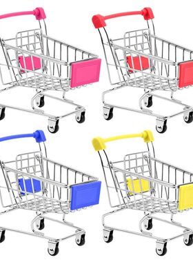 Mini Supermarket Shopping Trolley Cart Desktop Model Childre
