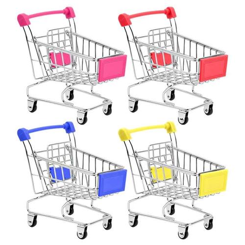 Mini Supermarket Shopping Trolley Cart Desktop Model Childre
