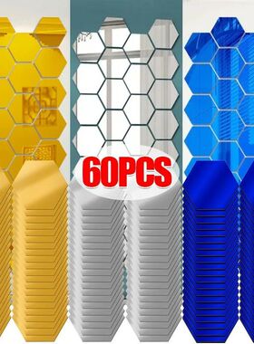 1/60pcs Hexagon Mirror Sticker 3D Mirror Acrylic Wall Sticke