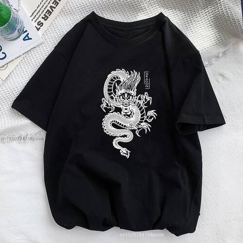 Women Dragon Funny Print T shirt Girl Casual Harajuku Y2K op