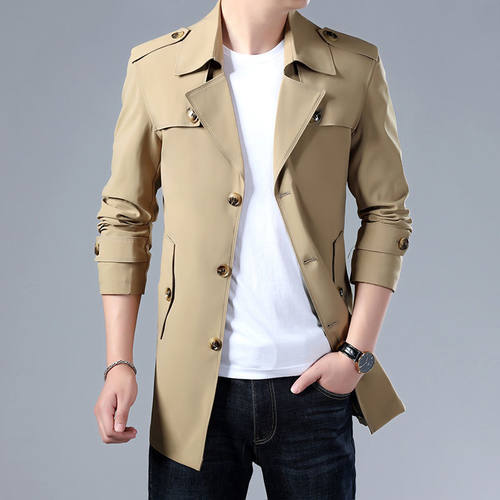 2024 Windbreaker Men's Medium Long Business Casual Jacket La