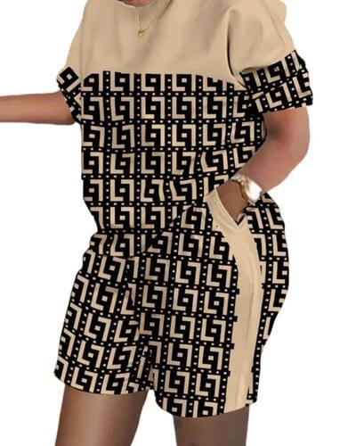 Women's clothing, round neck printed loose short sleeved T-s