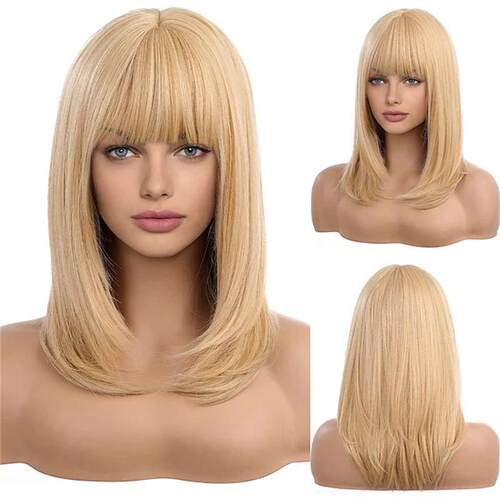 Women's Golden Short Hair Synthetic African Hood