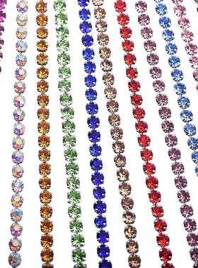 1Meter 2-4mm Crystal Rhinestone Close Chain Trim Sew-On Glue